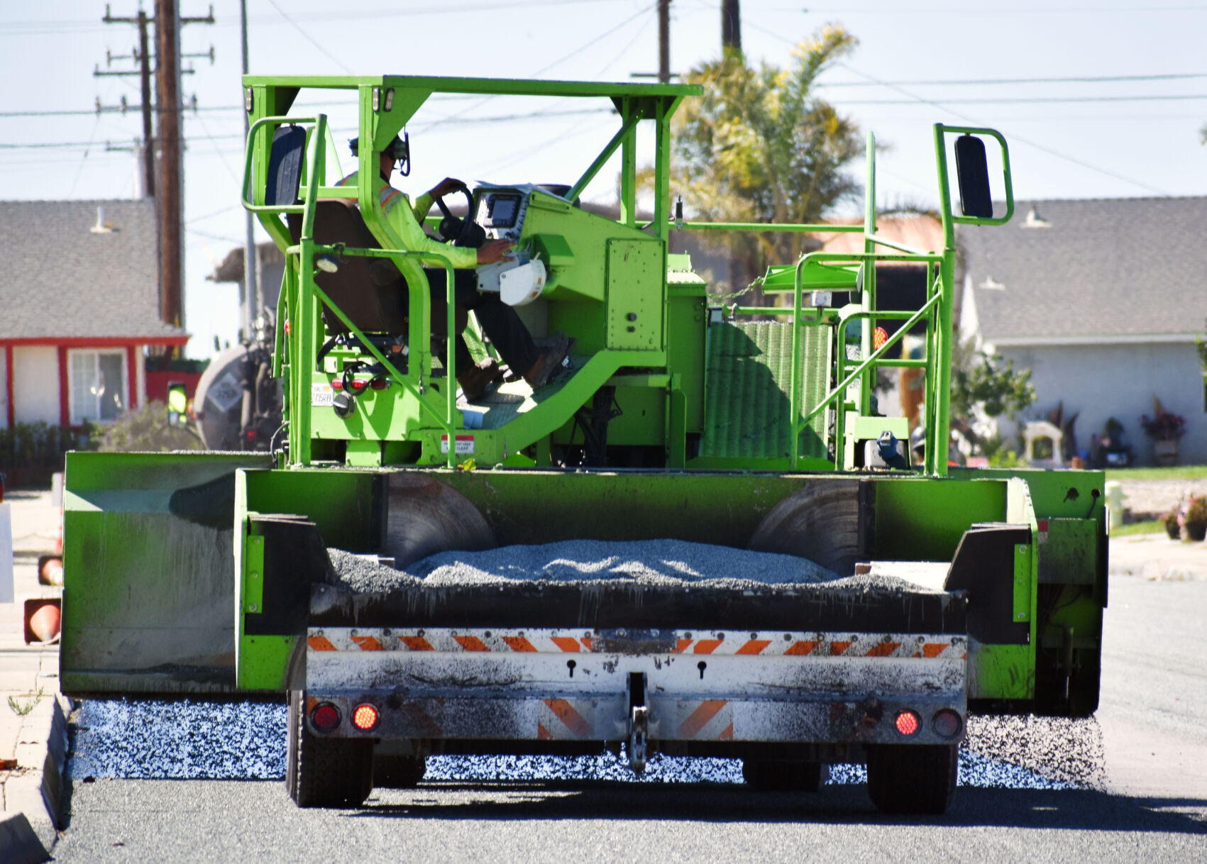 Construction continues through Creston St. in Santa Maria Thursday.